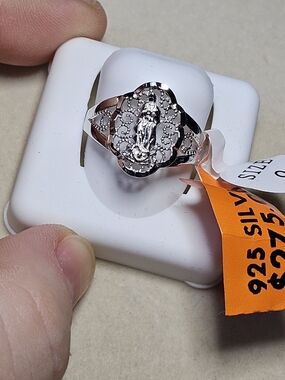 Sterling Silver Our Lady of Guadalupe Signet Ring Size 9 Virgin Mary